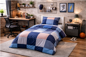 Детское постельное бельё Синий ритм (на резинке + молния)